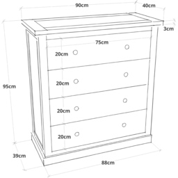 Loreo 4 Drawer Light Grey Chest of Drawers with Brass Drop Handles - Wilko - thumbnail 7