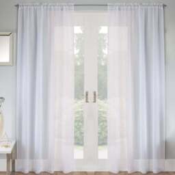 Tyrone Textiles Jewel White Diamante Embellished Rod Pocket Voile Panel Curtains 140 x 137cm - Size: W 140 x D 137cm - Wilko