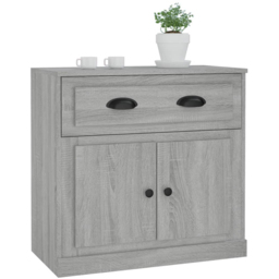 vidaXL 2 Door Single Drawer Grey Sonoma Wooden Sideboard - Size: 67.5 x 70 x 35.5cm - Wilko - thumbnail 4