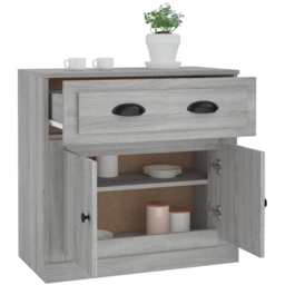 vidaXL 2 Door Single Drawer Grey Sonoma Wooden Sideboard - Size: 67.5 x 70 x 35.5cm - Wilko - thumbnail 5