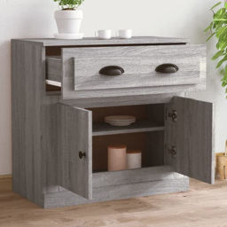 vidaXL 2 Door Single Drawer Grey Sonoma Wooden Sideboard - Size: 67.5 x 70 x 35.5cm - Wilko - thumbnail 1