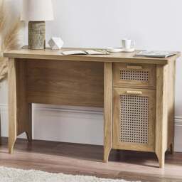 Julian Bowen Sydney Single Door and Single Drawer Rattan Effect Desk - Wood - Wilko