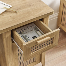 Julian Bowen Sydney Single Door and Single Drawer Rattan Effect Desk - Wood - Wilko - thumbnail 7