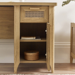 Julian Bowen Sydney Single Door and Single Drawer Rattan Effect Desk - Wood - Wilko - thumbnail 6