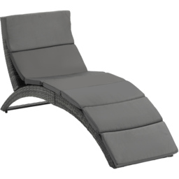 Outsunny Grey Rattan Sun Lounger - Size: 1 Seater - Wilko - thumbnail 3