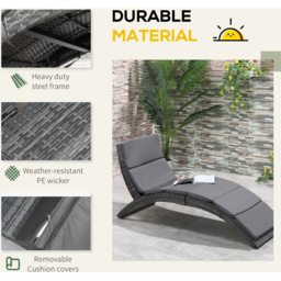 Outsunny Grey Rattan Sun Lounger - Size: 1 Seater - Wilko - thumbnail 5