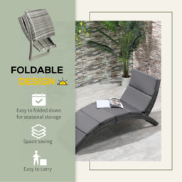 Outsunny Grey Rattan Sun Lounger - Size: 1 Seater - Wilko - thumbnail 7