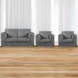 Luxor 4 Seater Grey Jumbo Cord Full Back Sofa Suite - Wilko - thumbnail 1