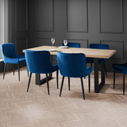 Julian Bowen Berwick 6 Seater Rectangular Dining Set Blue - Wilko - thumbnail 1