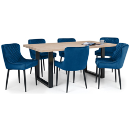 Julian Bowen Berwick 6 Seater Rectangular Dining Set Blue - Wilko - thumbnail 3