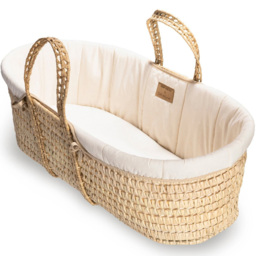 Clair de Lune Baby Cream Organic Palm Moses Basket with Natural Rocking Stand - Size: 68 x 28 x 74cm - Wilko - thumbnail 6