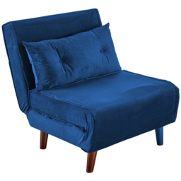 Home Source Morella Single Seater Blue Velvet Folding Sofa Bed with Pillow - Wilko - thumbnail 3