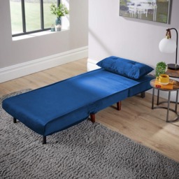 Home Source Morella Single Seater Blue Velvet Folding Sofa Bed with Pillow - Wilko - thumbnail 7