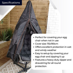 Samuel Alexander Hanging Egg Chair Cover 115 x 190cm - Size: 0.01 x 200 x 200cm - Black - Wilko - thumbnail 7