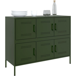 vidaXL 6 Door Olive Green Sideboard - Size: 79 x 100.5 x 39cm - Wilko - thumbnail 5