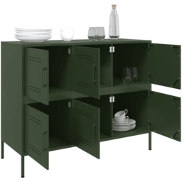vidaXL 6 Door Olive Green Sideboard - Size: 79 x 100.5 x 39cm - Wilko - thumbnail 6
