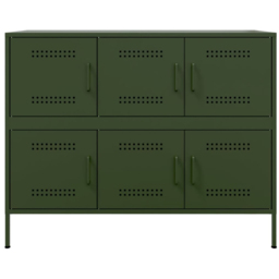 vidaXL 6 Door Olive Green Sideboard - Size: 79 x 100.5 x 39cm - Wilko - thumbnail 4