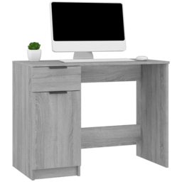 vidaXL Single Door Single Drawer Computer Desk Grey Sonoma - Size: 75 x 100 x 50cm - Wilko - thumbnail 4