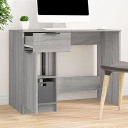 vidaXL Single Door Single Drawer Computer Desk Grey Sonoma - Size: 75 x 100 x 50cm - Wilko