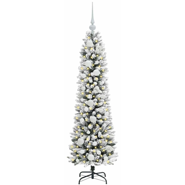 vidaXL Pre-Lit Warm White LED and White Baubles White Artificial Christmas Tree with Stand 3.9ft - Wilko - image 1