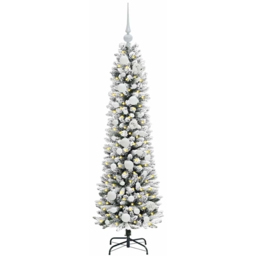 vidaXL Pre-Lit Warm White LED and White Baubles White Artificial Christmas Tree with Stand 3.9ft - Wilko - thumbnail 1
