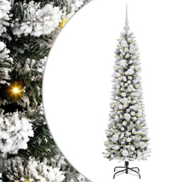 vidaXL Pre-Lit Warm White LED and White Baubles White Artificial Christmas Tree with Stand 3.9ft - Wilko - thumbnail 3