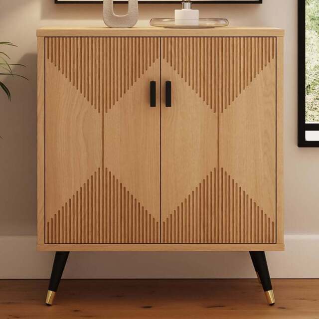 GFW Amara 2 Door Oak Geometric Accent Sideboard - Size: 78 x 35 x 70cm - Wilko - image 1