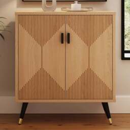 GFW Amara 2 Door Oak Geometric Accent Sideboard - Size: 78 x 35 x 70cm - Wilko