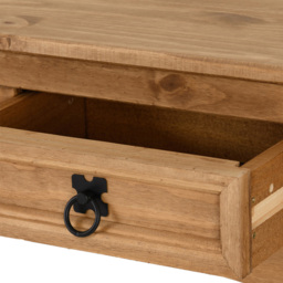 Seconique Corona 2 Drawer Single Shelf Distressed Waxed Pine Console Table - Size: 34 x 90 x 73cm - Brown - Wilko - thumbnail 7