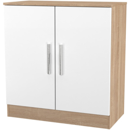 Crowndale Contrast 2 Door White Matt and Bardolino Oak Cabinet Ready Assembled - Size: 79 x 74 x 39cm - White Matt & Bardolino Oak - Wilko - thumbnail 4