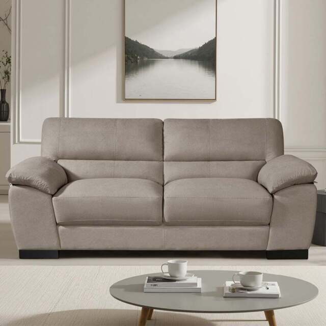 Artemis Home Mellette 3 Seater Brown Fabric Sofa - Wilko - image 1