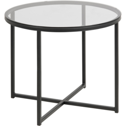 Florence Cross Round Smoked Glass Top Metal Side Table - Silver - Furniture To Go - Wilko - thumbnail 3