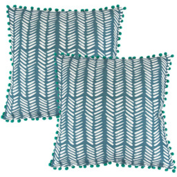 Streetwize Teal Fern Outdoor Scatter Cushion 2 Pack - Size: 44 x 44cm - Blue - Wilko
