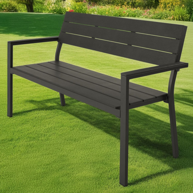tectake 2 Seater Dark Grey Garden Bench - Wilko - image 1