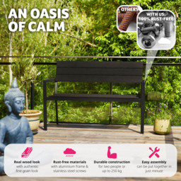 tectake 2 Seater Dark Grey Garden Bench - Wilko - thumbnail 5