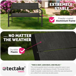 tectake 2 Seater Dark Grey Garden Bench - Wilko - thumbnail 6