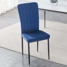 Elle Set of 2 Blue Velvet Effect Plush Padded Upholstered Dining Chair - MCC - Wilko