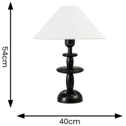 ValueLights Justin Natural Linen Tapered Shade Dark Wood Stacked LED Table Lamp - Size: 54 x 40 x 40cm - Black - Wilko - thumbnail 5