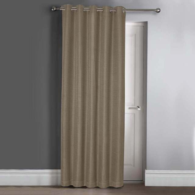 Velosso Waffle Natural Blackout Door Curtains 214 x 117cm - Size: W 117 x D 213cm - Cream - Wilko - image 1