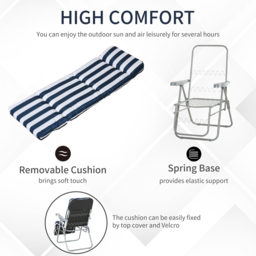 Outsunny Set of 2 Blue and White Recliner Sun Loungers - Size: 1 Seater - Wilko - thumbnail 5