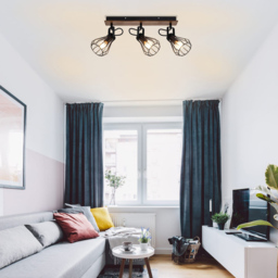 Cosylyte Kendan Matt Black 3 Light Wire Shade Spotlight - Size: 56.5 x 17.5 x 13.5cm - Brown - Wilko - thumbnail 7