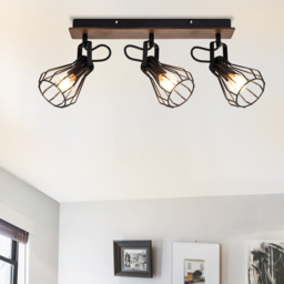 Cosylyte Kendan Matt Black 3 Light Wire Shade Spotlight - Size: 56.5 x 17.5 x 13.5cm - Brown - Wilko - thumbnail 3