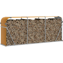 vidaXL Brown Galvanised Steel Firewood Log Holder 100 x 234 x 45cm - Wilko - thumbnail 3