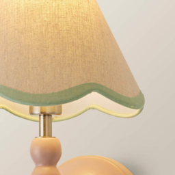 ValueLights Green Trim Scallop Shade Pink Bobbin LED Wall Light with Bulb - Size: 32 x 19 x 20cm - Wilko - thumbnail 7