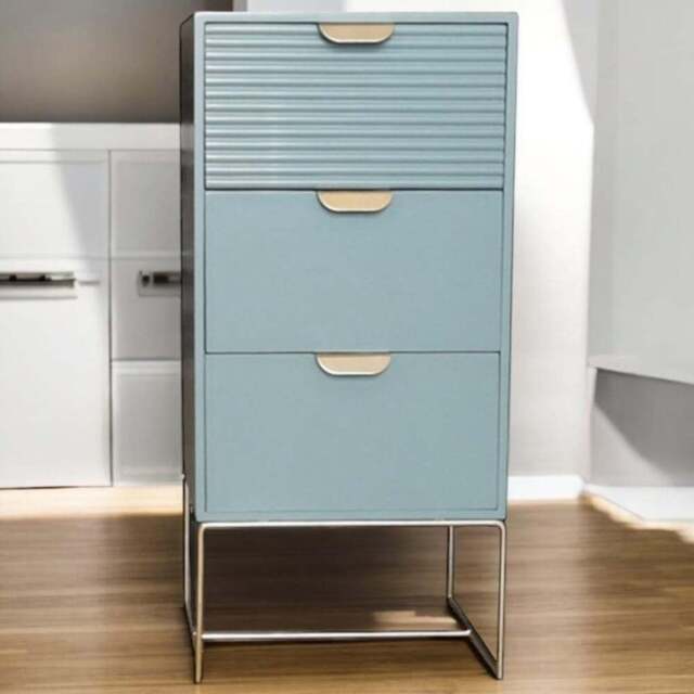 Acacia Home 3 Drawer Green Wooden Bedside Table - Wilko - image 1