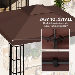 Outsunny 3 x 3m 2-Tier Coffee Gazebo Canopy Replacement Cover - Brown - Wilko - thumbnail 6