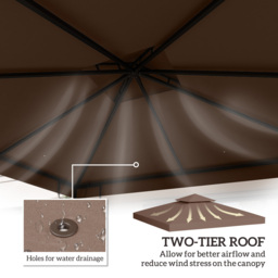 Outsunny 3 x 3m 2-Tier Coffee Gazebo Canopy Replacement Cover - Brown - Wilko - thumbnail 5