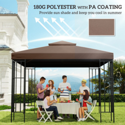 Outsunny 3 x 3m 2-Tier Coffee Gazebo Canopy Replacement Cover - Brown - Wilko - thumbnail 7