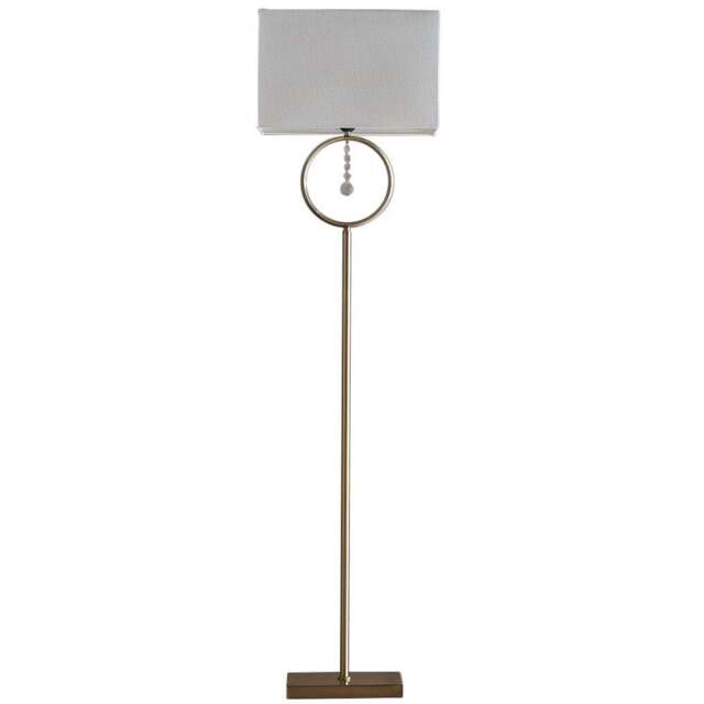 Kliving Lizzy Cream Shade Antique Brass Floor Lamp - Size: 154 x 40 x 40cm - Gold - Wilko - image 1