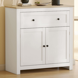 HOMCOM White Sideboard Storage Cabinet with Adjustable Shelf - Size: 19 x 43 x 93cm - Wilko